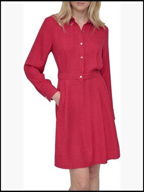 Long Sleeve Button Front Mini Dress with Collar and Pockets